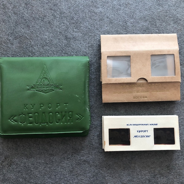 Vintage Soviet Slide Viewer and 10 Slides.