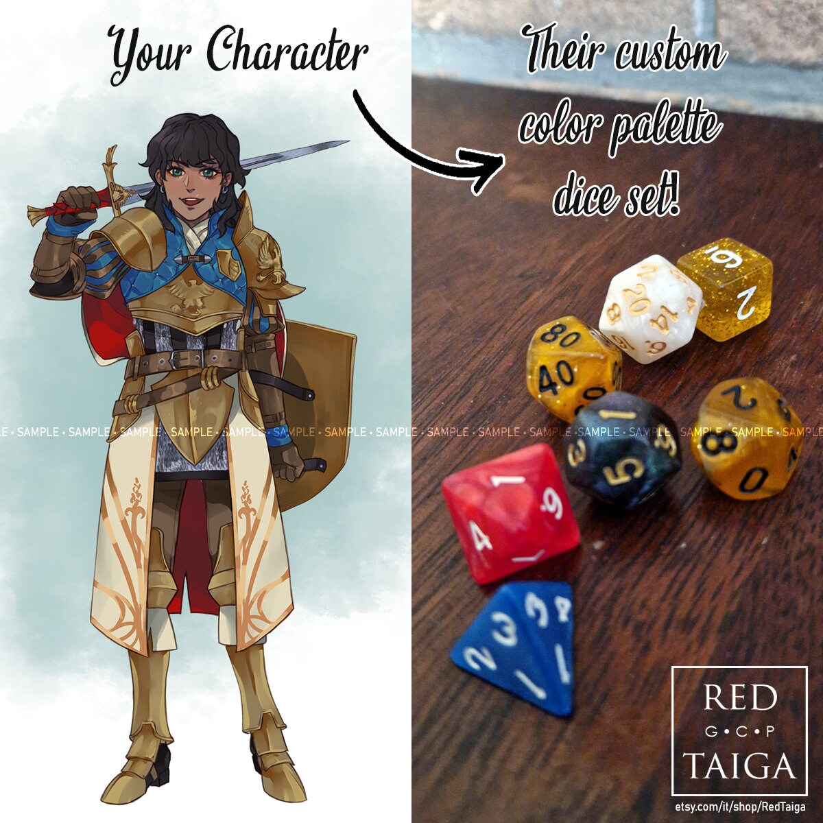 Fantasy Art Commission Custom Character Dice Set Dnd Rpg Etsy
