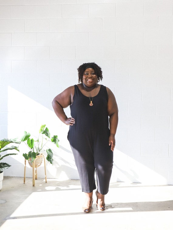 KIM CAPRI JUMPSUIT Black Jumpsuit Tank Jumpsuit Bamboo - Etsy