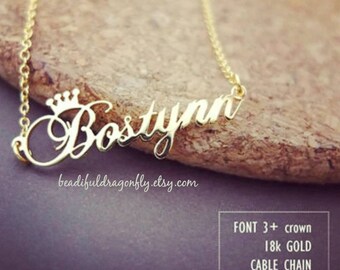 crown name necklace etsy
