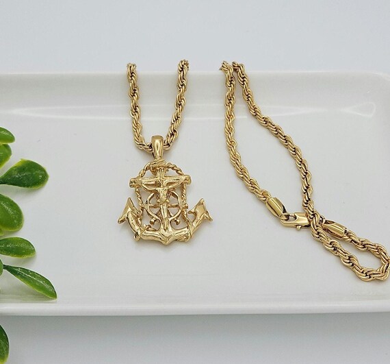 Gioielli Stile Streetwear Collana Cubana Con Ciondolo Ancora Ges&ugrave;