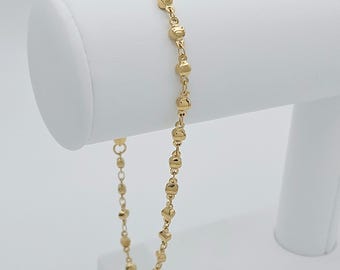 Bracelet de cheville orné de perles, plaqué lourd 14 carats, garantie de remplacement à vie