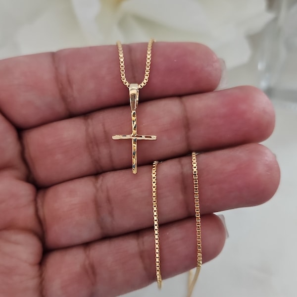 Gold Cross Necklace, Dainty Cross Necklace for Women, Girls, Tiny Cross Necklace, 14k Heavy Plated Gold, Lifetime Replacement Guarantee