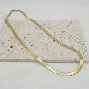 Gold Herringbone Necklace: 5mm Thick, Waterproof, Tarnish Free