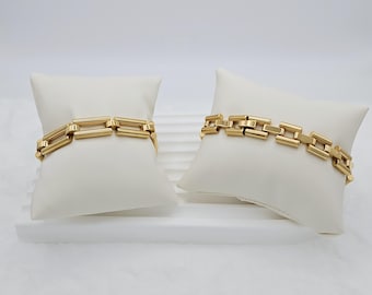 Pulsera de clip chapada en oro de 14 k: cadena de eslabones gruesos