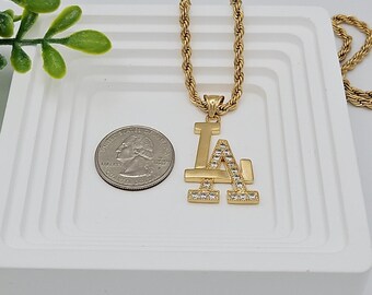 ゴールドCZ LAネックレス：ユニセックス 14Kメッキロープチェーン