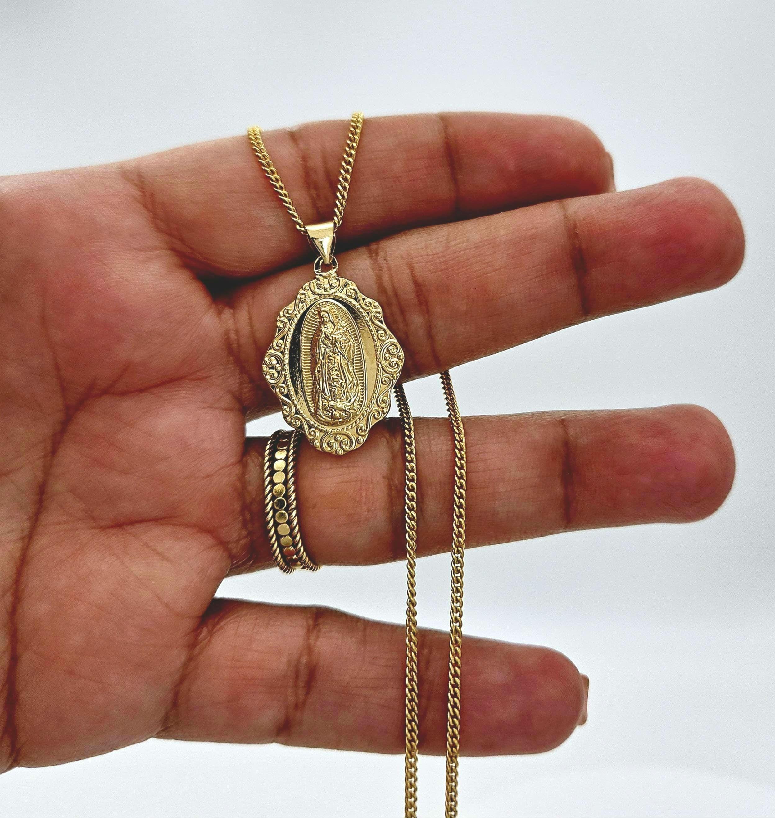 Gold Guadalupe Necklace: 14k Plated Virgin Mary Pendant