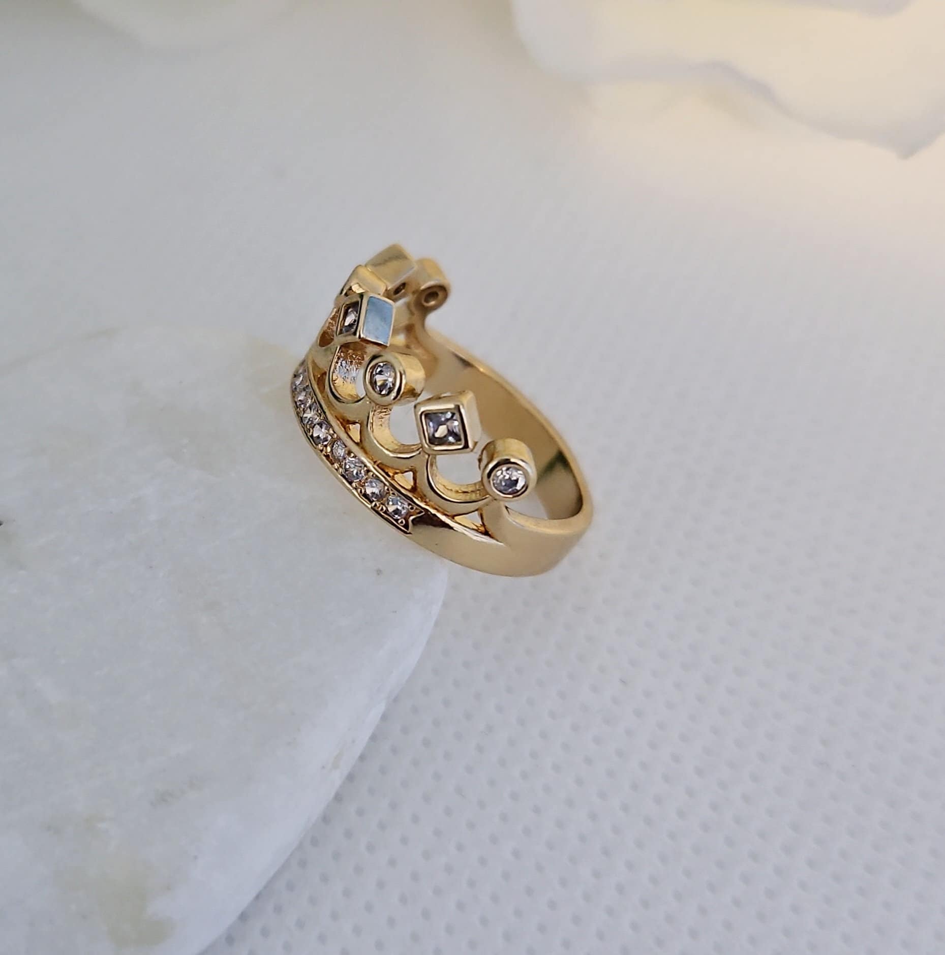 Crown Ring for Men, 14k Heavy Plated Gold Ring, Gold King