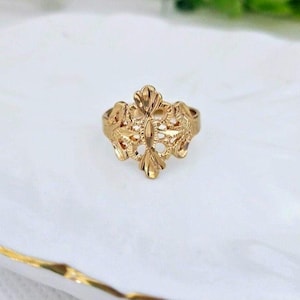 Vintage spanischer Spitzenring: 14 Karat schwer vergoldet, 2 mm Band, lebenslange Ersatzgarantie