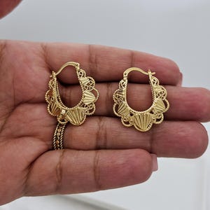 Gold Basket Earrings, Puffy Filigree Basket Earrings, M/L Gold Hoop Earrings, 14k Heavy Plated Gold, Hypoallergenic Posts, High Quality
