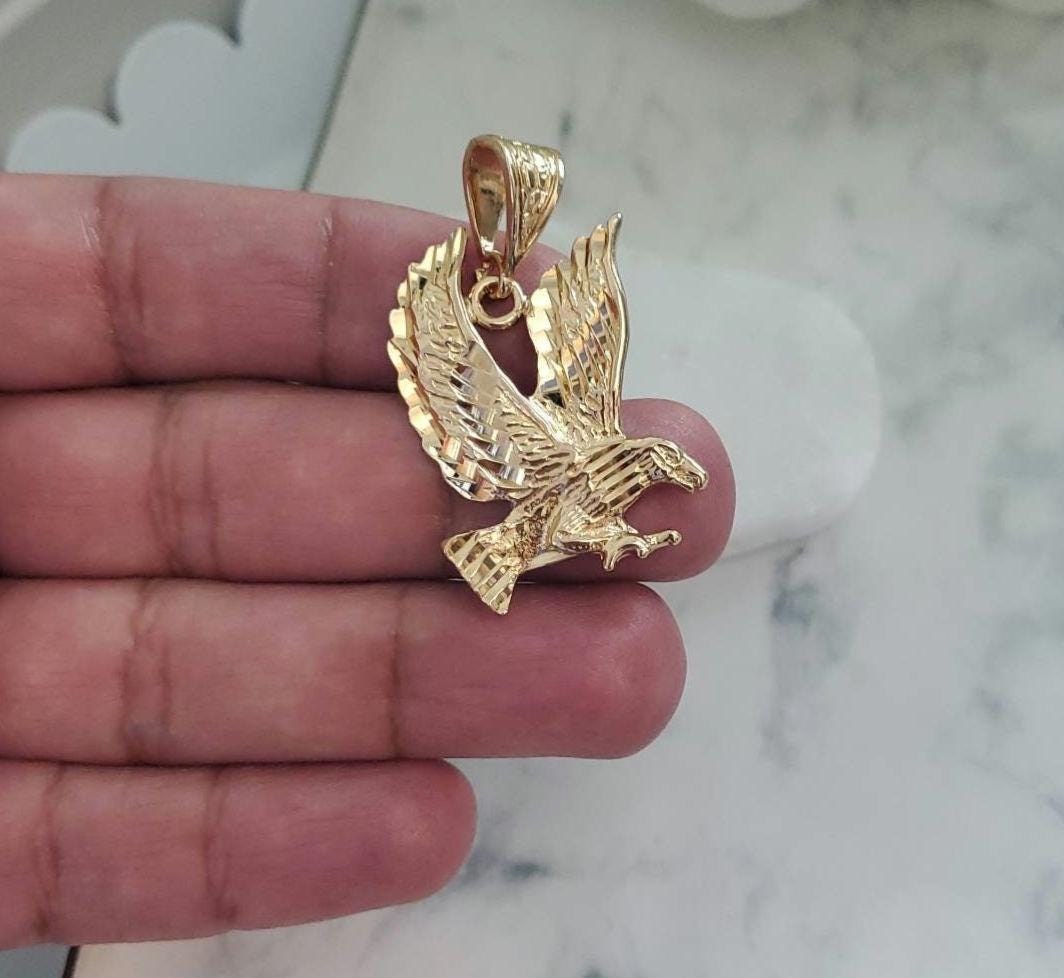 14k Gold Plated Eagle Pendant - Medium Size Pendant, Lifetime