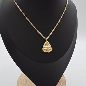 Small Gold Buddha Necklace - 2mm Rope Chain, 14k Heavy Plated Gold, Lifetime Replacement Guarantee image 14