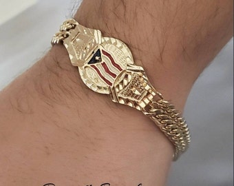 Gold Men's Puerto Rico Bracelet. Men's Gold Bracelet