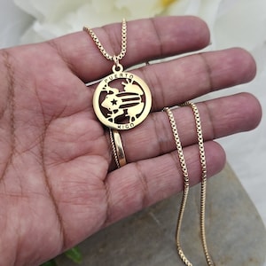 Gold Coqui Puerto Rico Necklace: Waterproof Stainless Steel Pendant