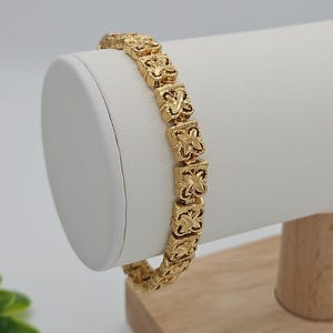 Gold Four Leaf Clover Bracelet, Diamond Cut Clover Bracelet, 14k Heavy Plated Gold, Women's Gold Bracelet, Lifetime Replacement Guarantee
