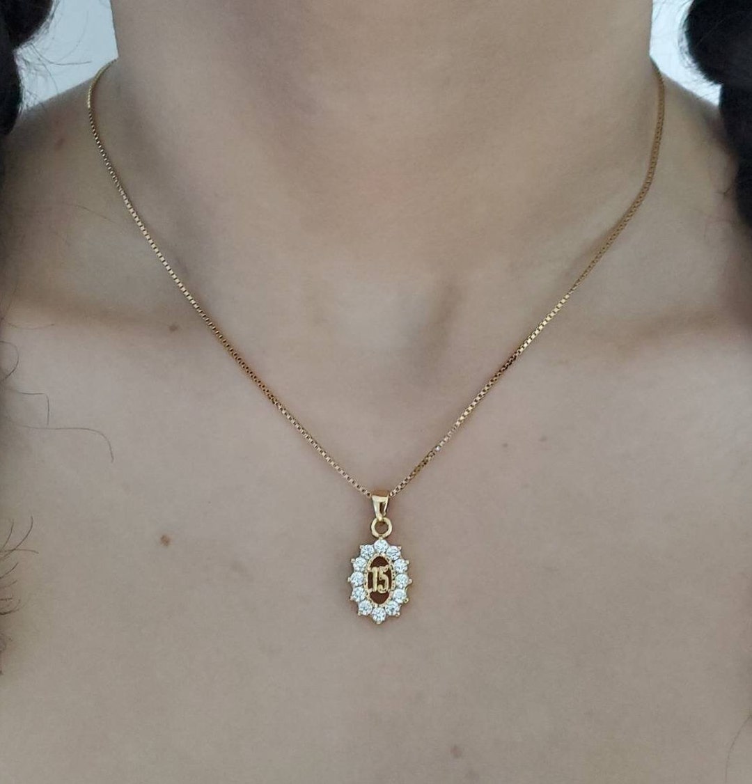 Gold Sweet 15 Necklace: 14k Plated Quinceañera Pendant - Etsy