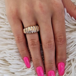 14k Heavy Gold Plated CZ Channel Set Ring