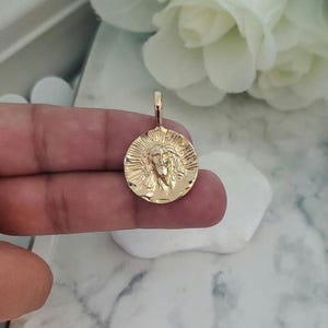 Gold Jesus Medallion: 14k Layered Pendant (20mm)