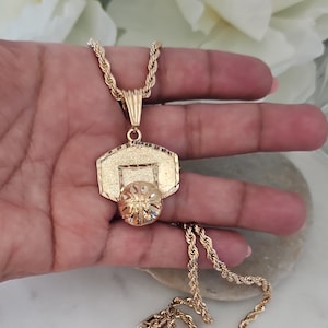 Basketball-Halskette, 4 mm französische Seilkette, Basketball-Halskette, 4 mm DC-Seilkette, 14 k schwer überzogenes Gold, hochwertige Halskette