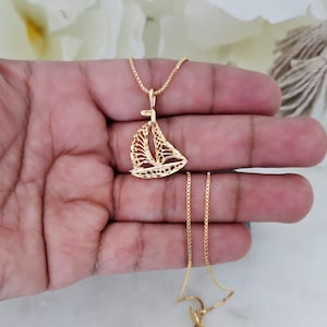 Gold Sailboat Pendant Necklace: 14k Heavy Plated, Minimalist Chain