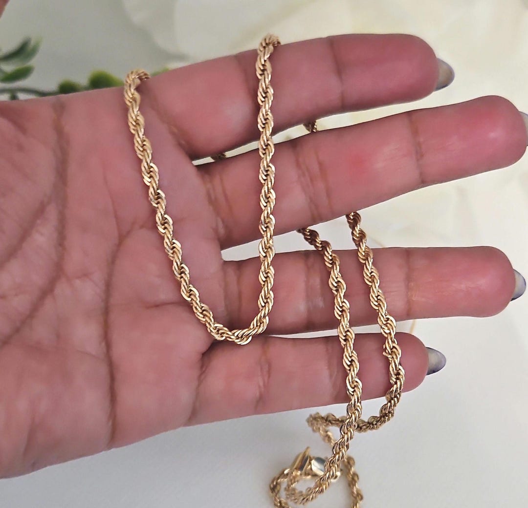 Gold Diamond Cut French Rope Chain, 3.5mm Gold Rope Chain Gold Diamond Cut French Rope Chain, 3.5mm Gold Rope Chain