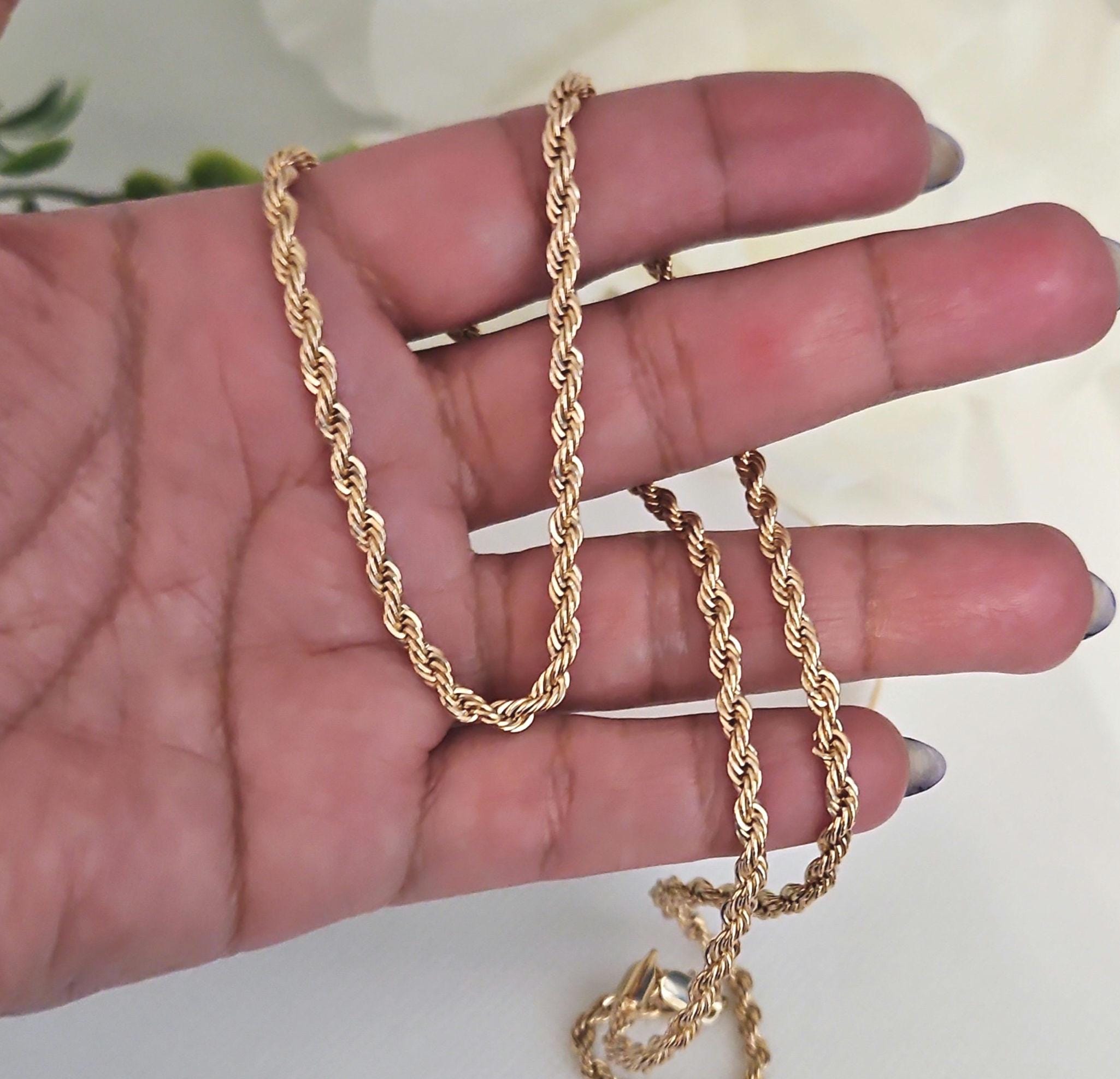 Gold Diamond Cut French Rope Chain: 3.5mm, 14k Heavy Plated