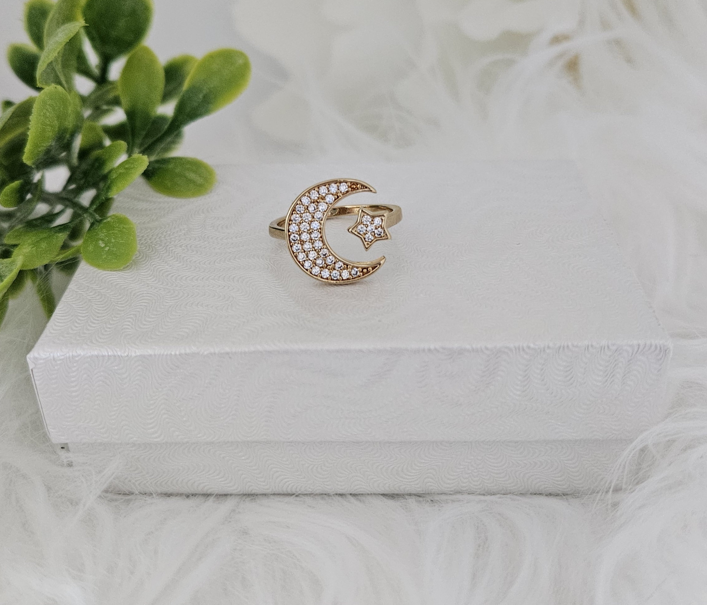 アクセサリー STAR JEWELRY LUNAR COIN RING Gold Moon & Star Ring: Cubic Zirconia Celestial Jewelry - Etsy