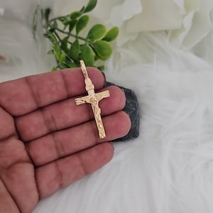 Gold Crucifix Pendant Only, Cross Pendant, 14k Heavy Plated Gold, High Quality Crucifix Pendant, Unisex, Lifetime Replacement Guarantee