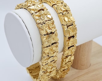 Gold Nugget Bracelet, 13mm or 15mm 14k Gold Nugget Bracelet, 14k Heavy Plated Gold, High Quality Bracelet, Lifetime Replacement Guarantee