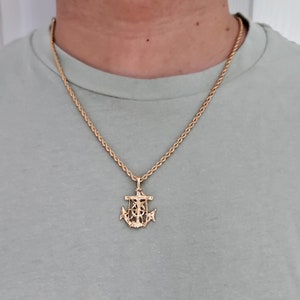 Gold Anchor Necklace For Men, Anchor Chain, 14k Heavy Plated Gold, French Rope Chain, Medium Sized Anchor, Lifetime Replacement Guarantee!