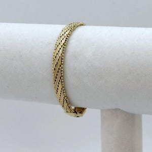 Gold Vintage Bracelet, Flat Beautiful Vintage Style Bracelet, 14k Heavy Plated Gold, 7mm Women&#39;s Bracelet, Lifetime Replacement Guarantee