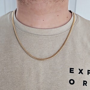 Gold Curb Chain, Cuban Chain, 14k Heavy Plated Gold Necklace, 4mm Gold Curb Chain, Unisex Necklace, Lifetime Replacement Guarantee