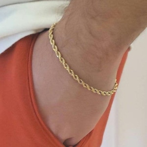 Gold French Rope Bracelet, 1mm - 5mm Rope Chain, Gold Rope Bracelet, 14k Heavy Plated Gold, High Quality, Lifetime Replacement Guarantee