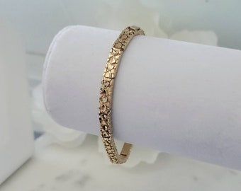 Women's Gold Bracelet, 5mm thick Gold Nugget Cuff Bracelet, Designer C –  MeltemiCollection