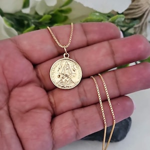 Gold St Barbara Necklace, Double-Sided Necklace, Caridad Del Cobre, Santa Barbara Necklace, 14k Heavy Plated Gold, High Quality Necklace