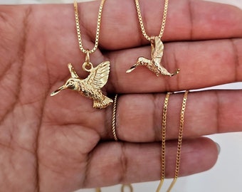 Gold Kolibri Halskette: 14k überzogene Box-Kette
