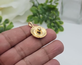14金ソンブレロチャーム：3Dダイヤモンドカットペンダント - Etsy 日本