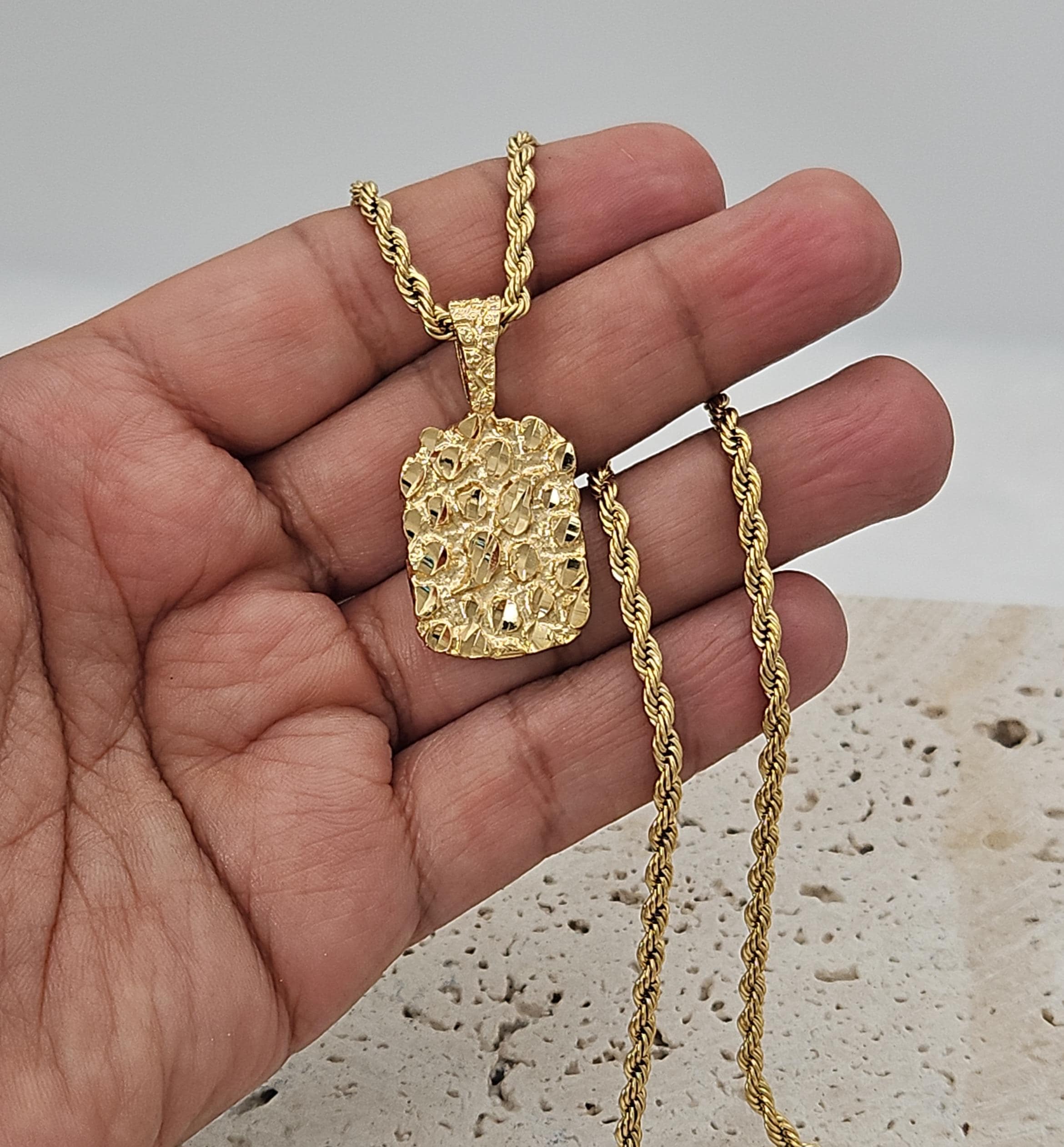 ネックレス nitraid / Dogtag Necklace Gold plating Gold Nugget Dog Tag Necklace: 14k Heavy Plated, 3mm Rope Chain