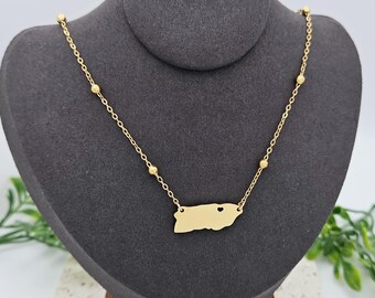 14k Gelbgold Puerto Rico Island Anhänger / Charm, Gemacht IN