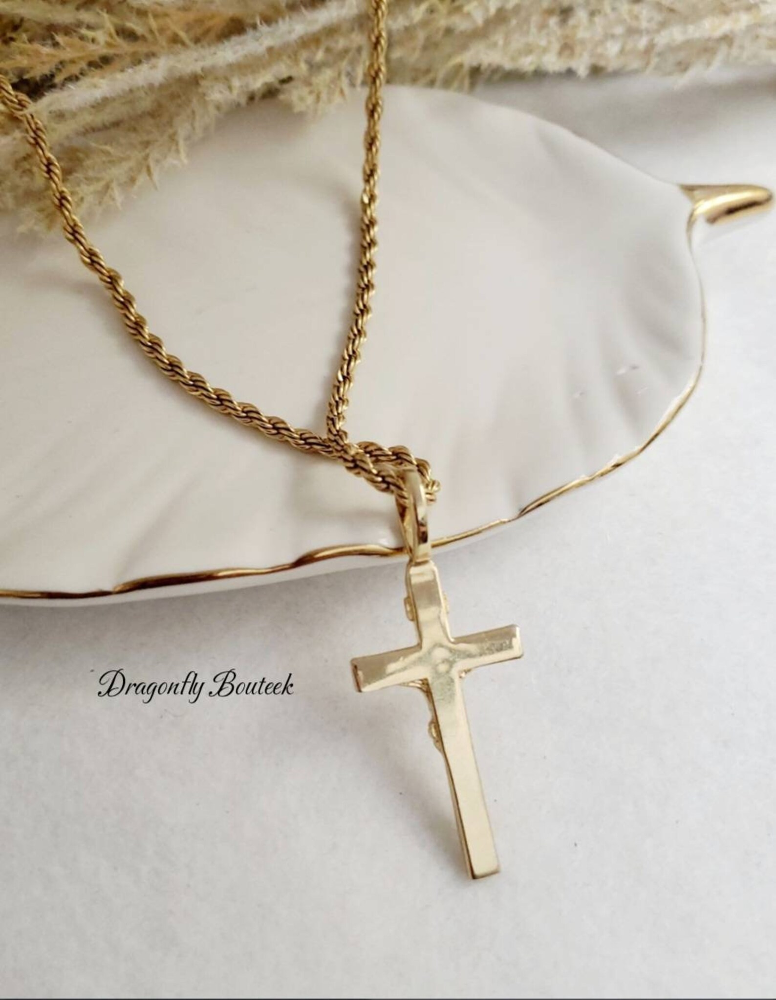 Gold Crucifix Necklace for Men 14k Heavy Plated Gold Etsy
