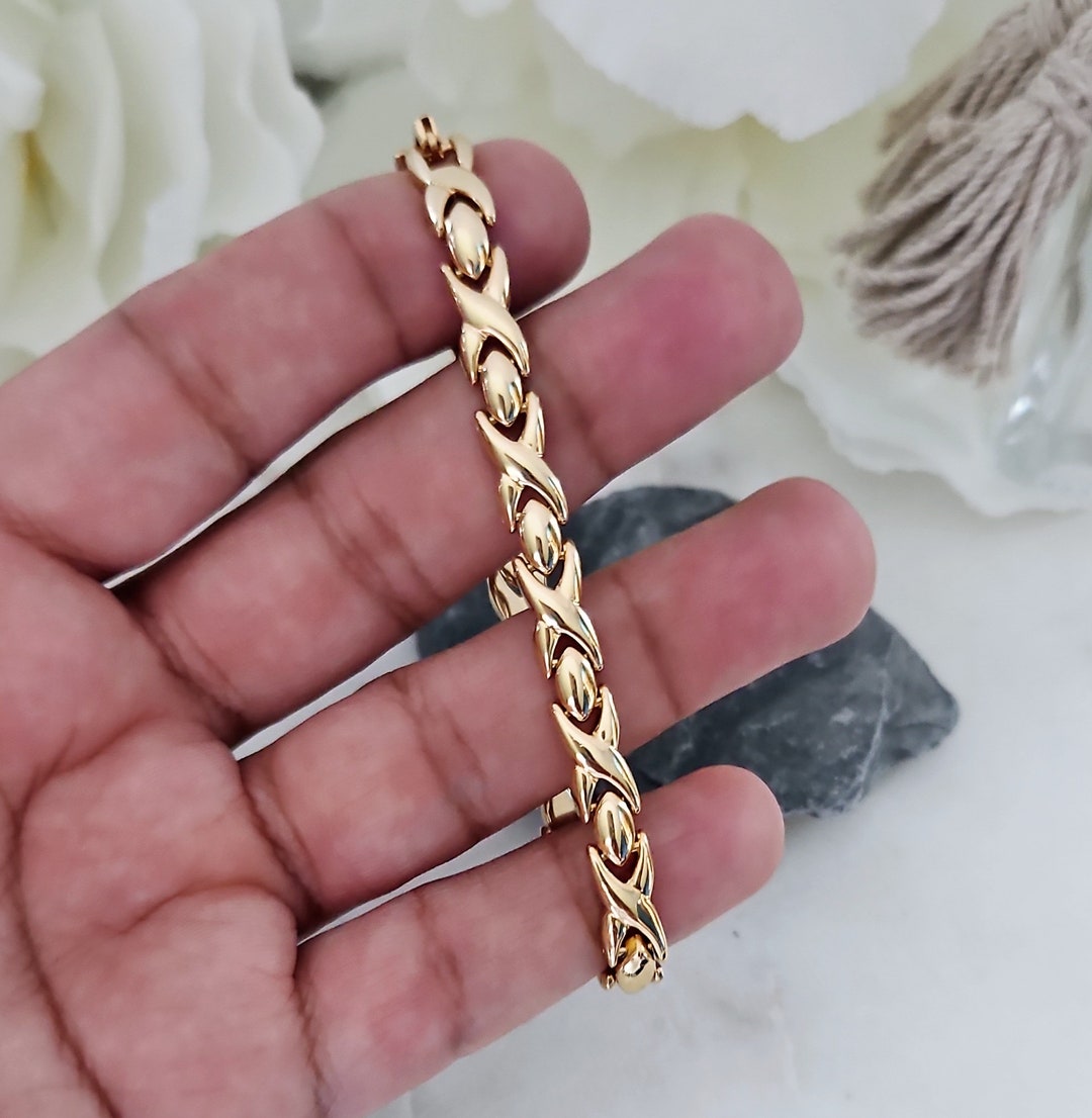 Gold XOXO Bracelet, Hugs & Kisses Bracelet, 14k Heavy Plated Gold