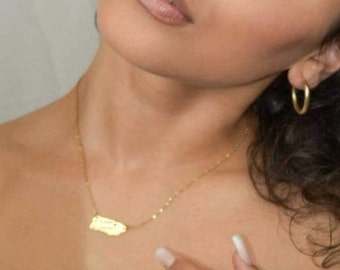 Gold Puerto Rico Necklace, Small Puerto Rico Island Necklace, 14k Gold Over Stainless Steel, Will NOT Tarnish or Fade, Water Proof!