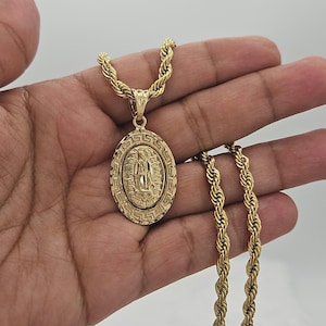 Men&#39;s Gold Guadalupe Necklace: 14k Plated Rope Chain