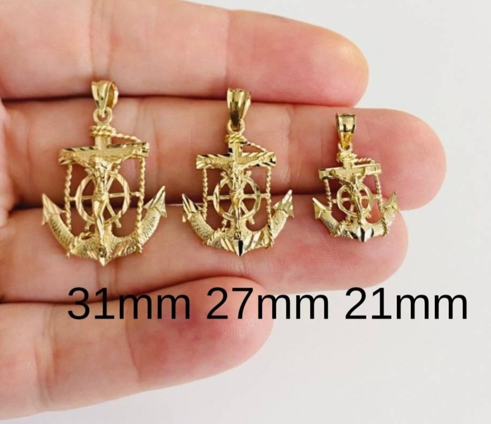 14k Gold Anchor PENDANT ONLY Anchor Jesus Pendant Stamped Etsy