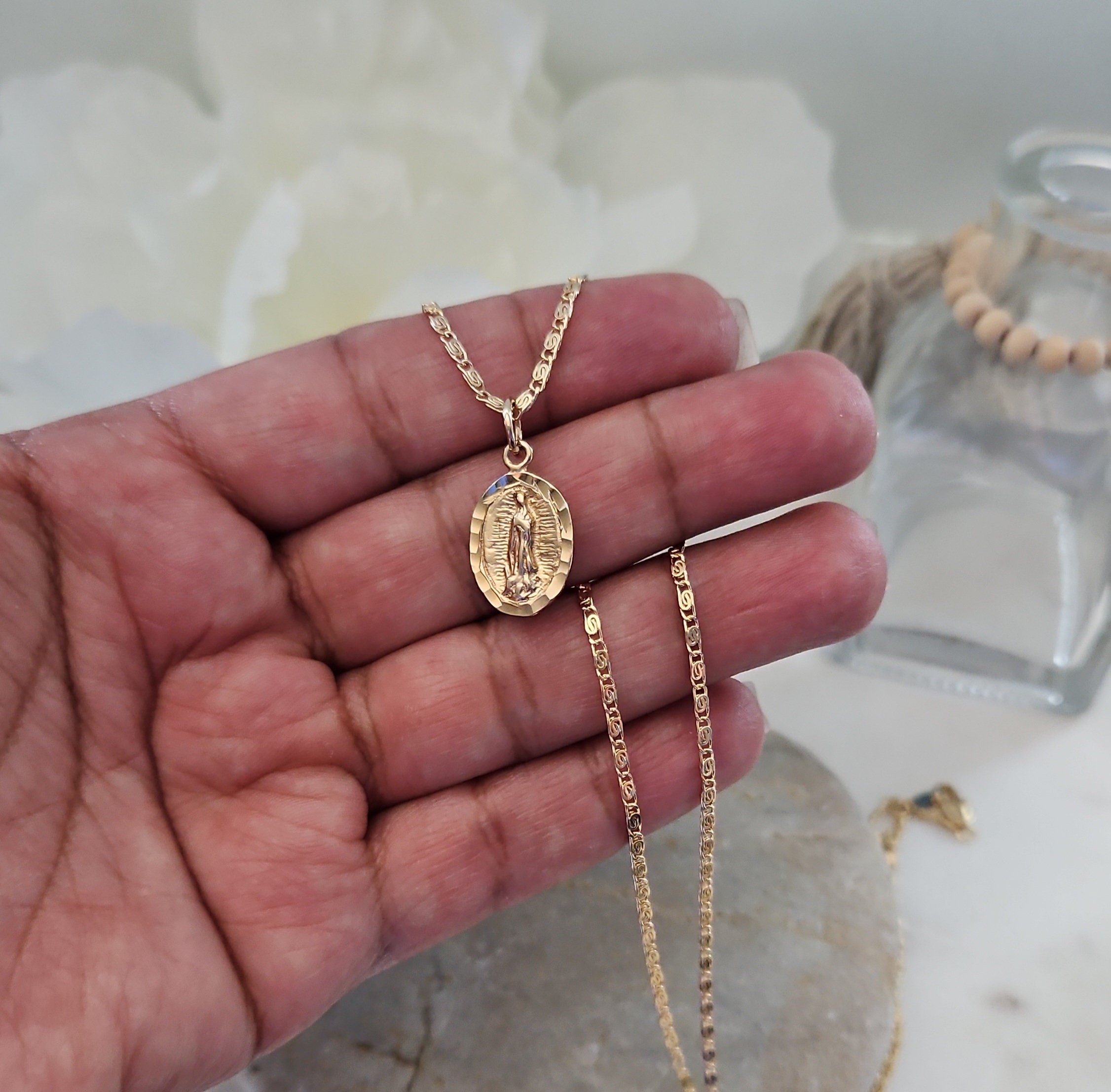 Gold plated virgin mary best sale necklace
