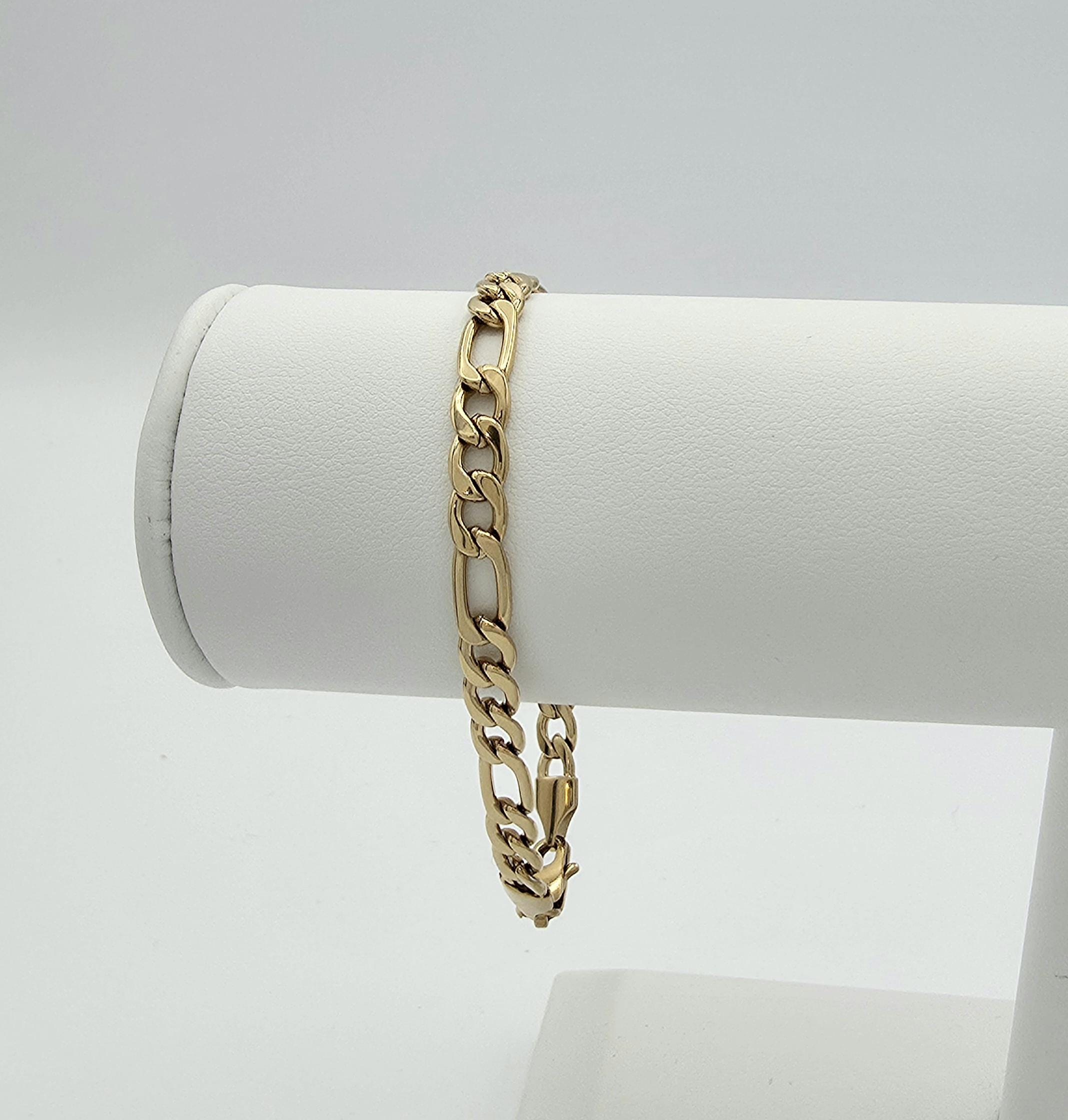Gold Figaro Bracelet: 5mm Unisex Bracelet, 14k Heavy Plated - Etsy