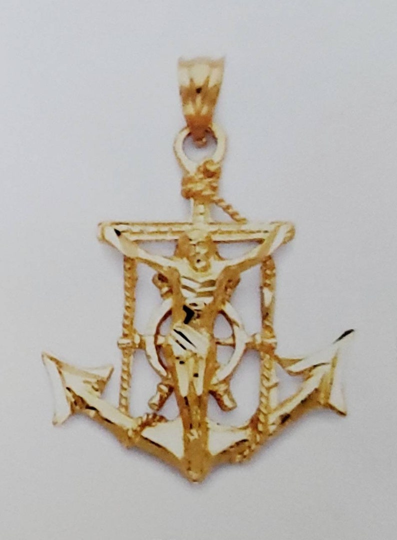 14k Gold Anchor PENDANT ONLY Anchor Jesus Pendant Stamped Etsy