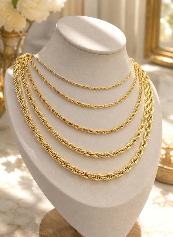 French Rope Chain, 14k Heavy Plated Gold - Unisex Necklace