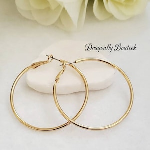 Gold Hoop Earrings, Large Hoop Earrings, 14k Heavy Plated Gold, High Quality Hoops, Tarnish Free Hoop Earrings image 1