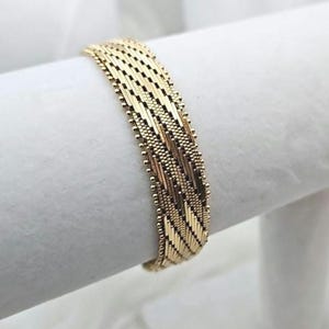 Gold Vintage Bracelet, Flat Beautiful Vintage Style Bracelet, 14k Heavy Plated Gold, 15mm Women&#39;s Bracelet, Lifetime Replacement Guarantee